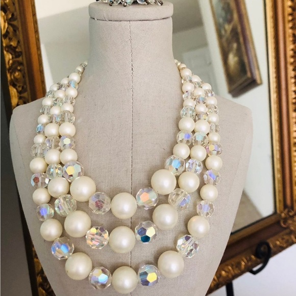 Vintage lot of aurora borealis rhinestone crystal jewelry - Picture 3 of 10